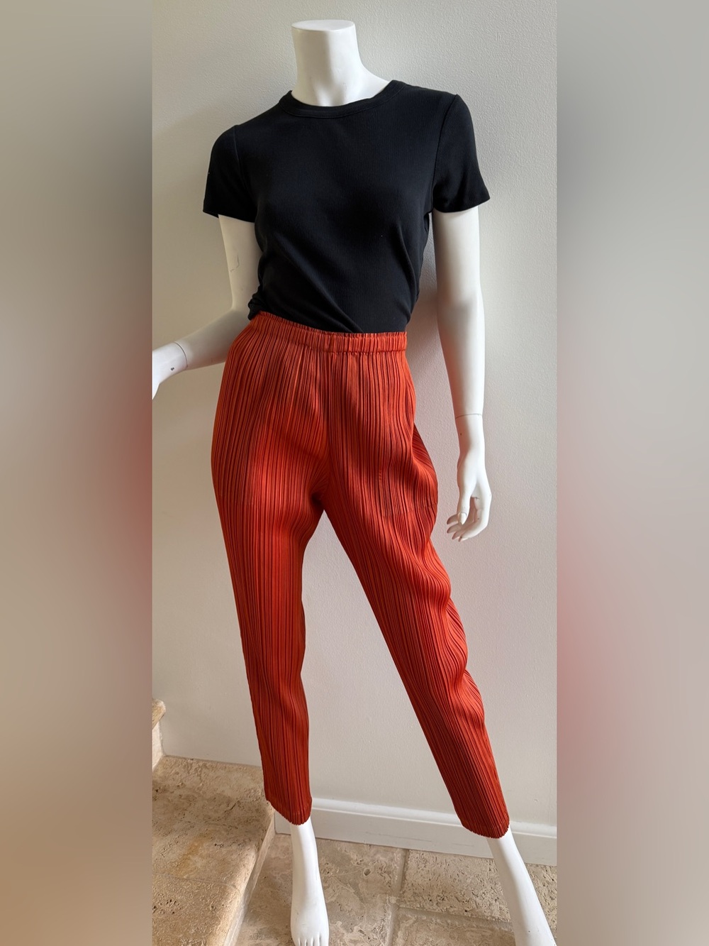 ISSEY MIYAKE PLEATS PLEASE Pleated Pants Pant, Orange, Size 3/ US M